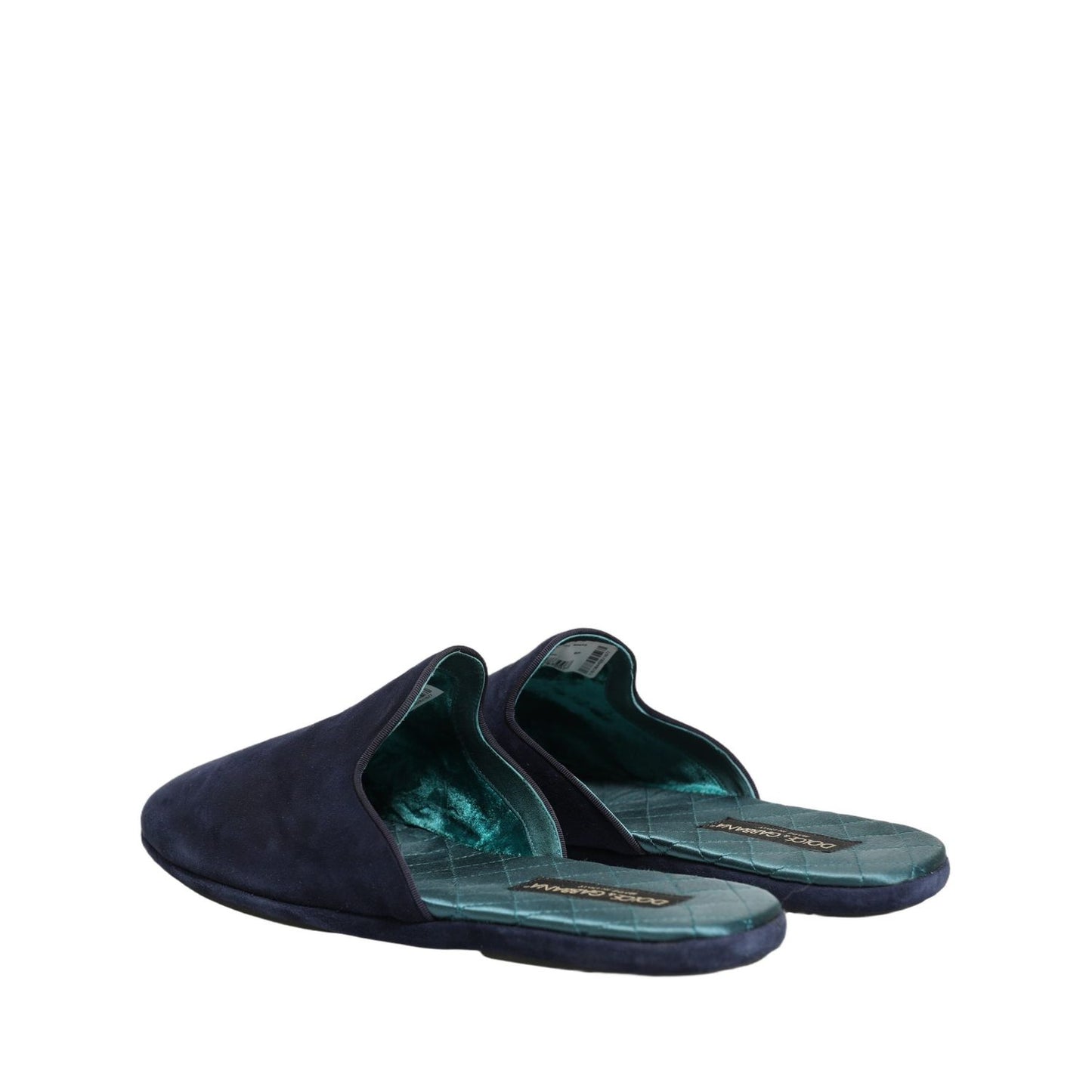 Dolce & Gabbana Blue Suede Slides Flat Slipper Men Shoes