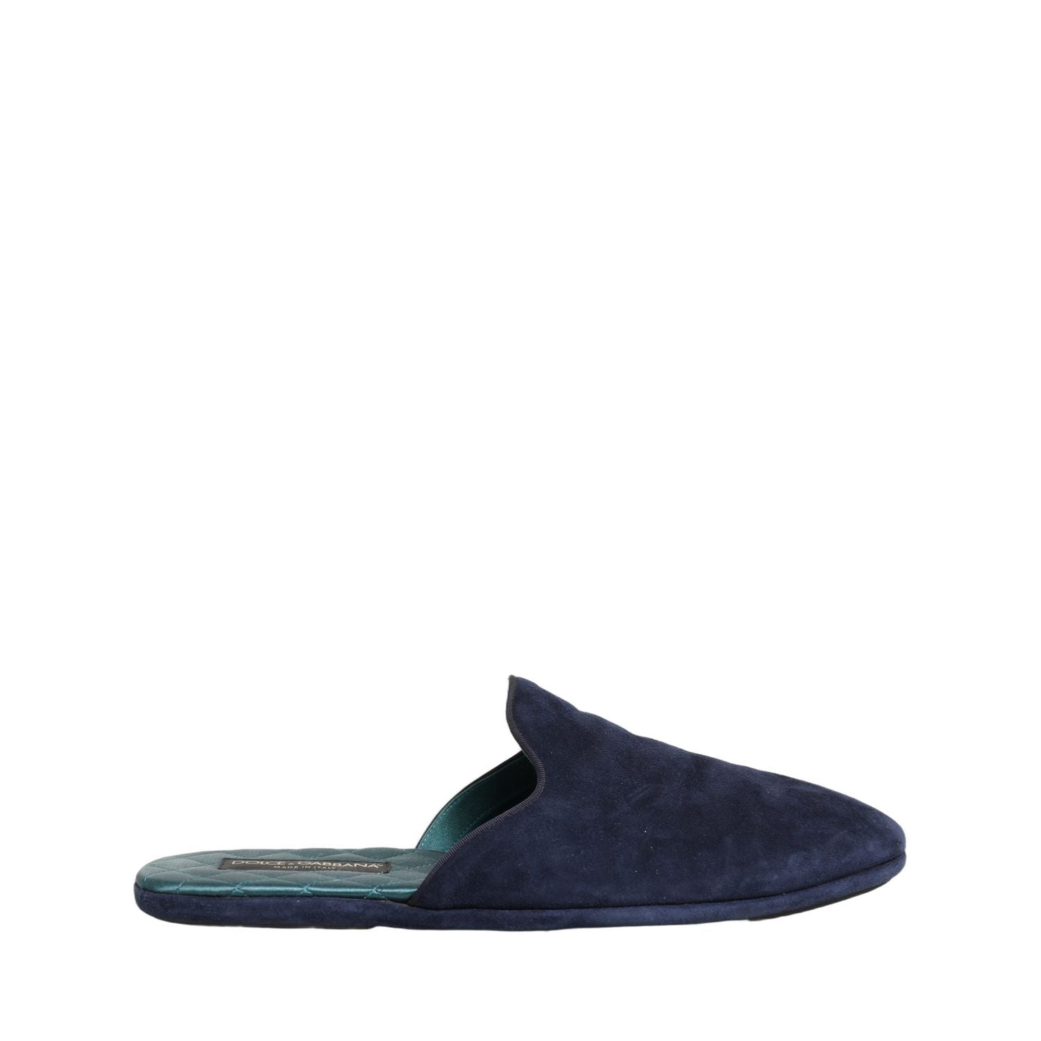 Dolce & Gabbana Blue Suede Slides Flat Slipper Men Shoes
