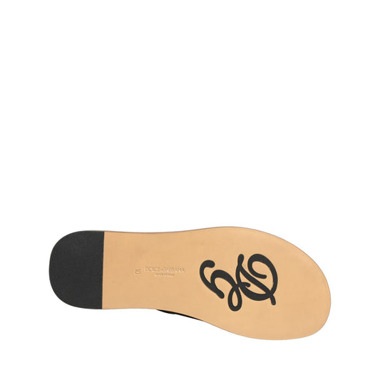 Dolce & Gabbana Brown Leather Slides Sandals Flats Men Shoes