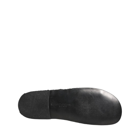 Dolce & Gabbana Black Fabric Woven Slides Sandals Flats Shoes