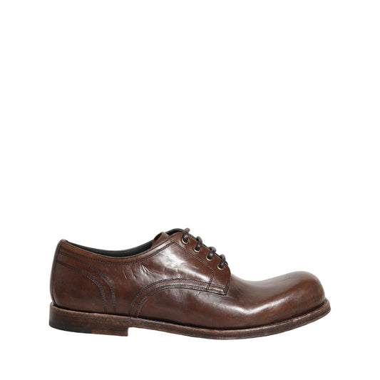 Dolce & Gabbana Brown Leather Derby Dress Men Formal Shoes