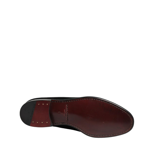 Dolce & Gabbana Black Velvet Loafers Formal Men Dress Shoes