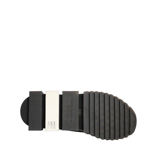 Dolce & Gabbana Black White Sorrento Slip-On Logo Sneakers Shoes