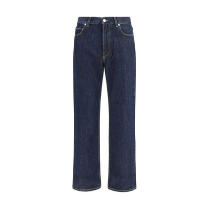 Fendi Blue Cotton Straight-Leg Jeans