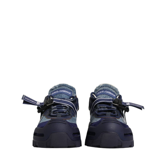 Dolce & Gabbana Blue Airmaster Panelled Low Top Denim Sneakers Shoes