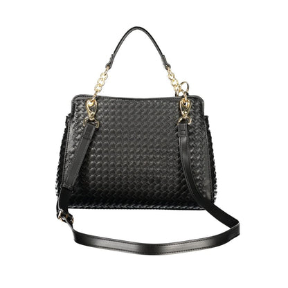 Mario Valentino Black Polyurethane Women's Bag with Adjustable Strap