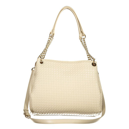 Mario Valentino Beige Polyurethane Women's Bag with Adjustable and Removable Strap