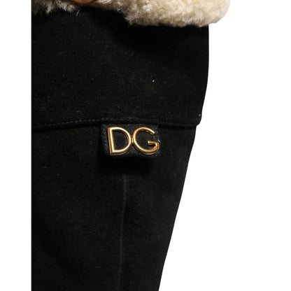 Dolce & Gabbana Suede Leather Knee High Boots Black