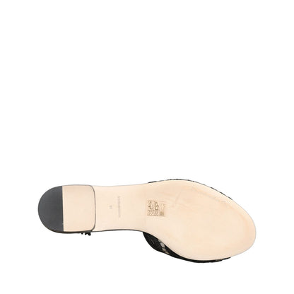 Dolce & Gabbana Black Devotion Lace Flats Slip On Shoes