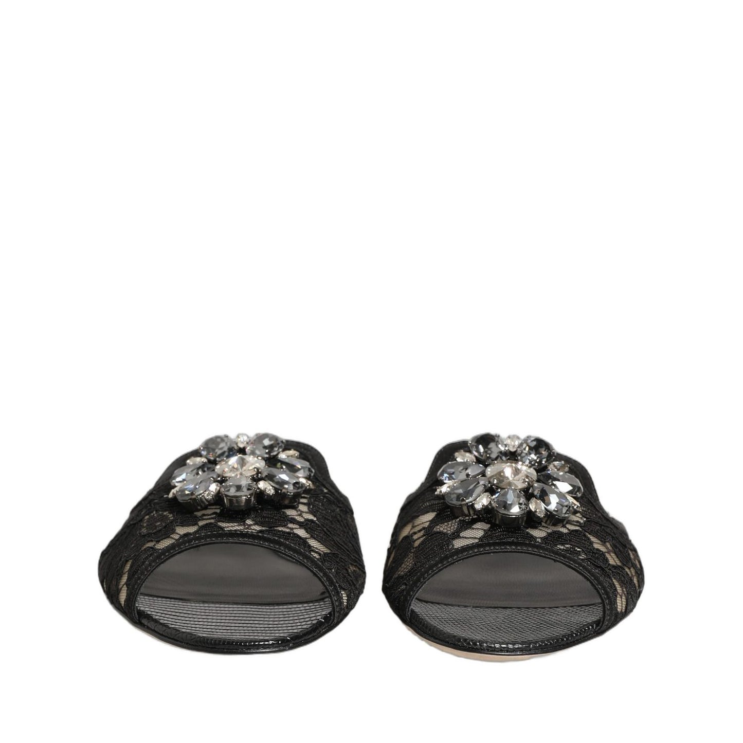 Dolce & Gabbana Black Devotion Lace Flats Slip On Shoes
