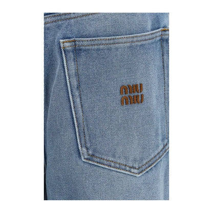Miu Miu Blue Cotton Relaxed Fit Jeans