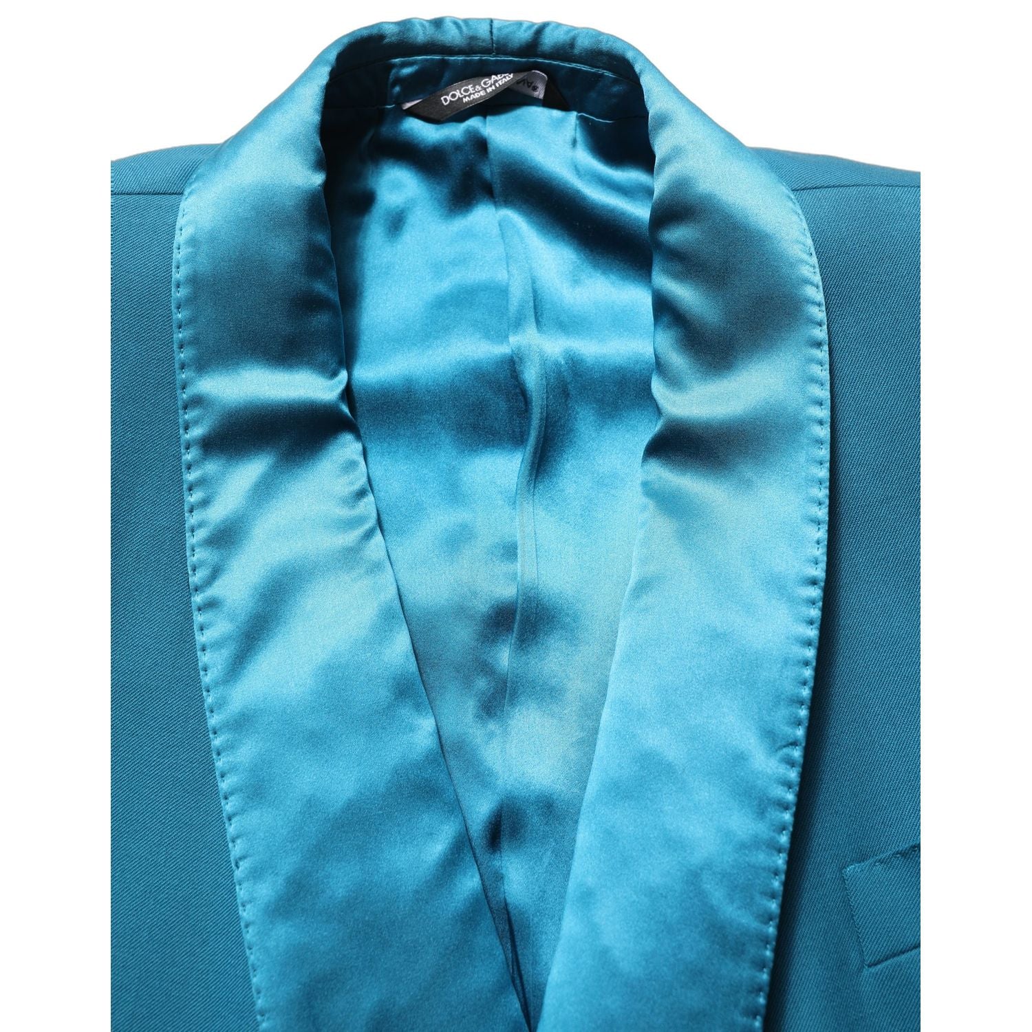 Dolce & Gabbana Teal Wool Double Breasted Formal Coat Blazer