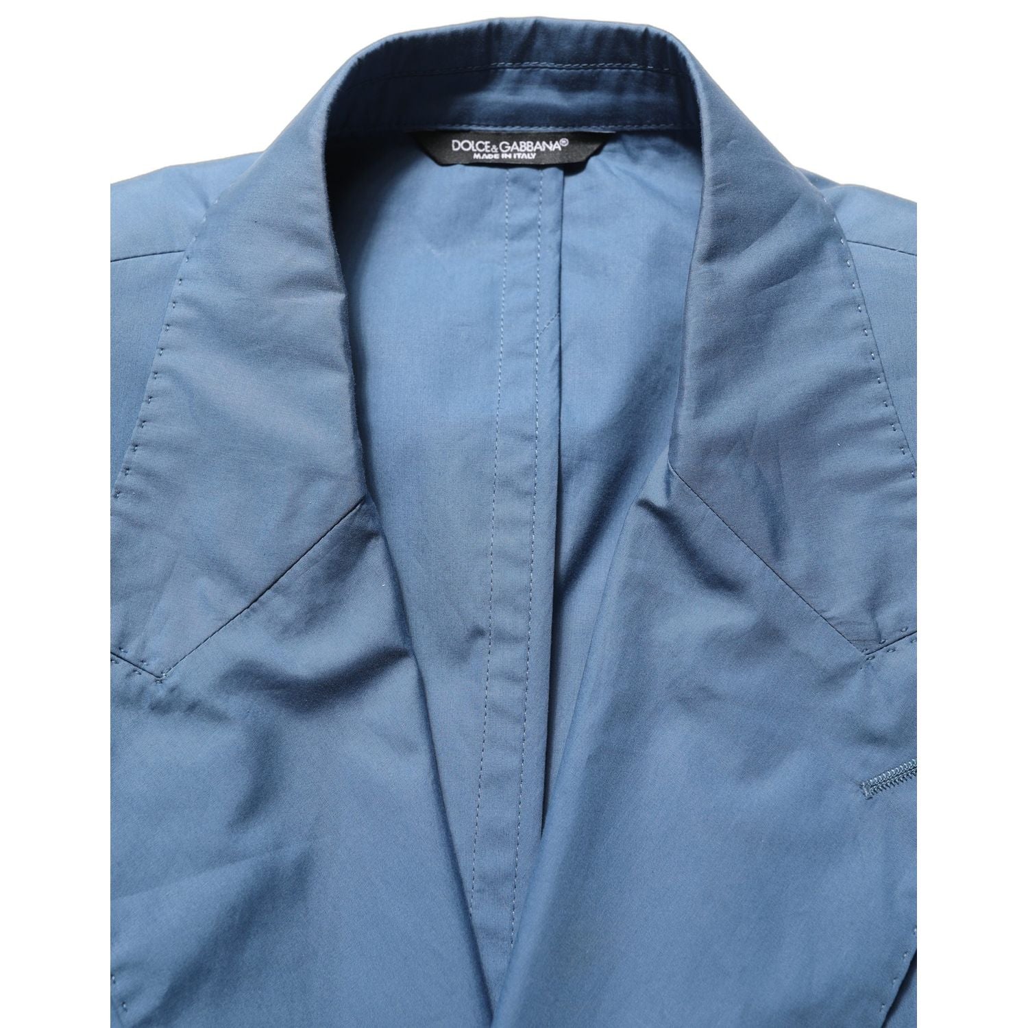 Dolce & Gabbana Blue Cotton Double Breasted Men Coat Blazer
