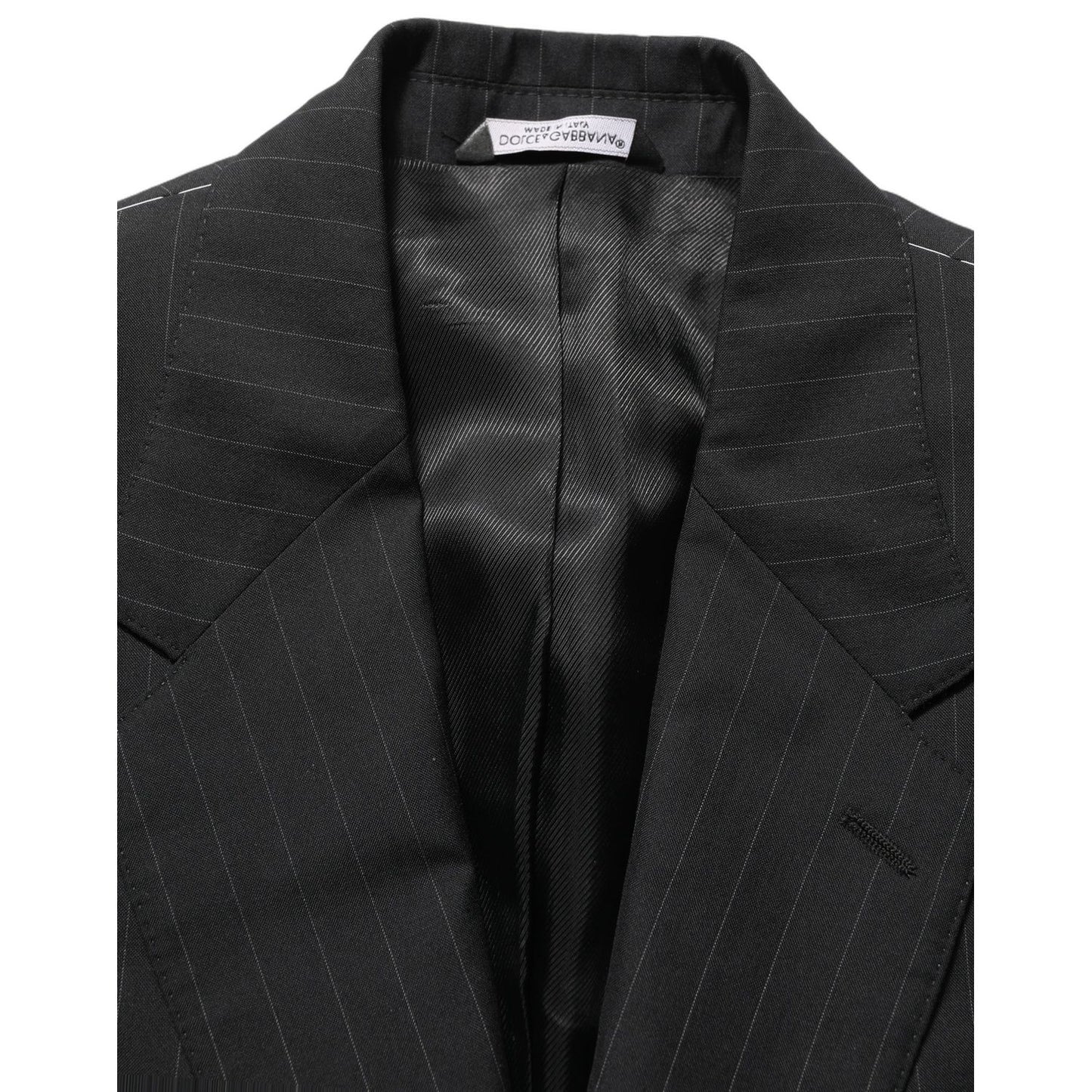 Dolce & Gabbana Black Stripes Wool Single Breasted Blazer