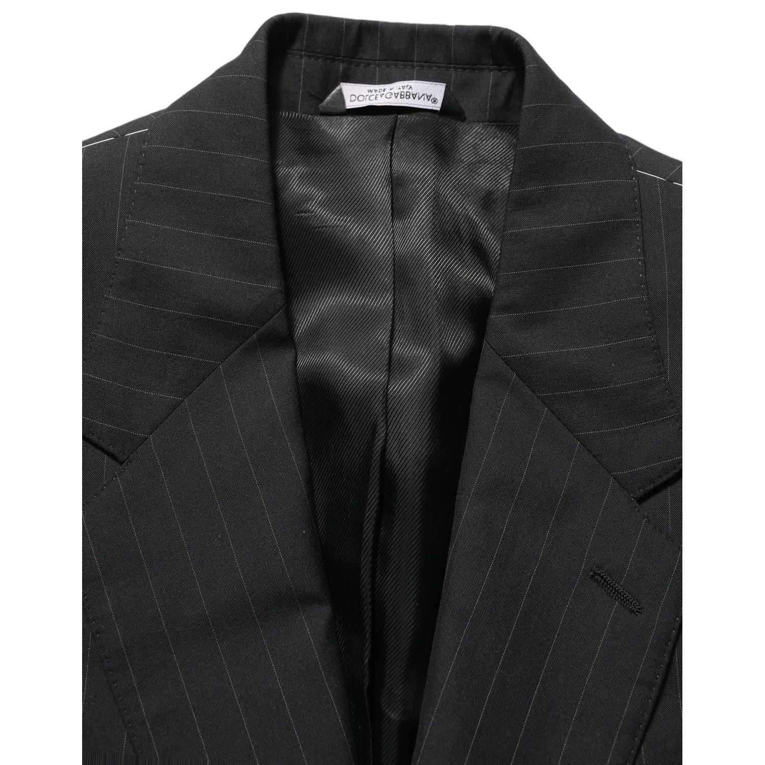 Dolce & Gabbana Black Stripes Wool Single Breasted Blazer