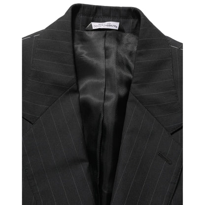 Dolce & Gabbana Black Stripes Wool Single Breasted Blazer