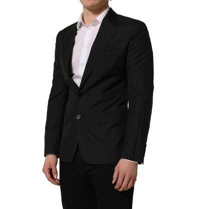 Dolce & Gabbana Black Stripes Wool Single Breasted Blazer