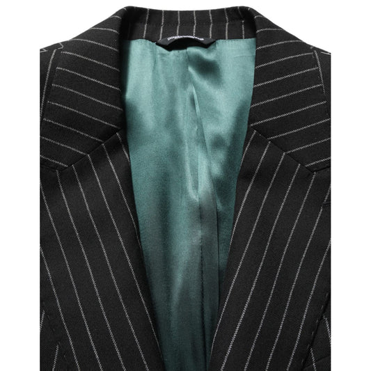 Dolce & Gabbana Black Stripes Wool Single Breasted Blazer
