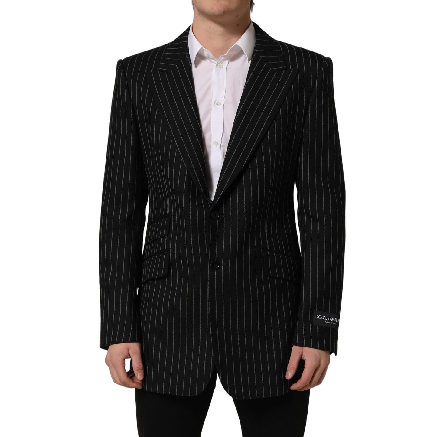 Dolce & Gabbana Black Stripes Wool Single Breasted Blazer
