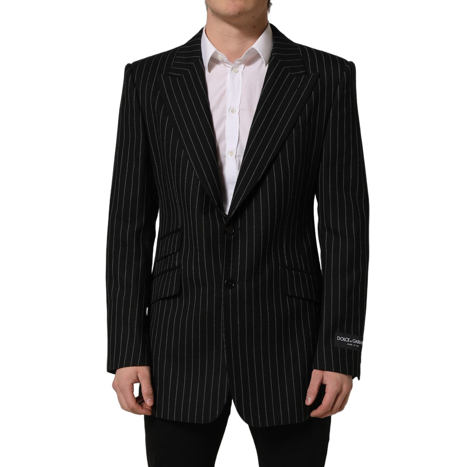 Dolce & Gabbana Black Stripes Wool Single Breasted Blazer