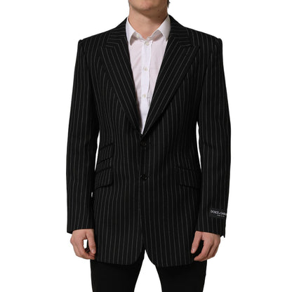 Dolce & Gabbana Black Stripes Wool Single Breasted Blazer