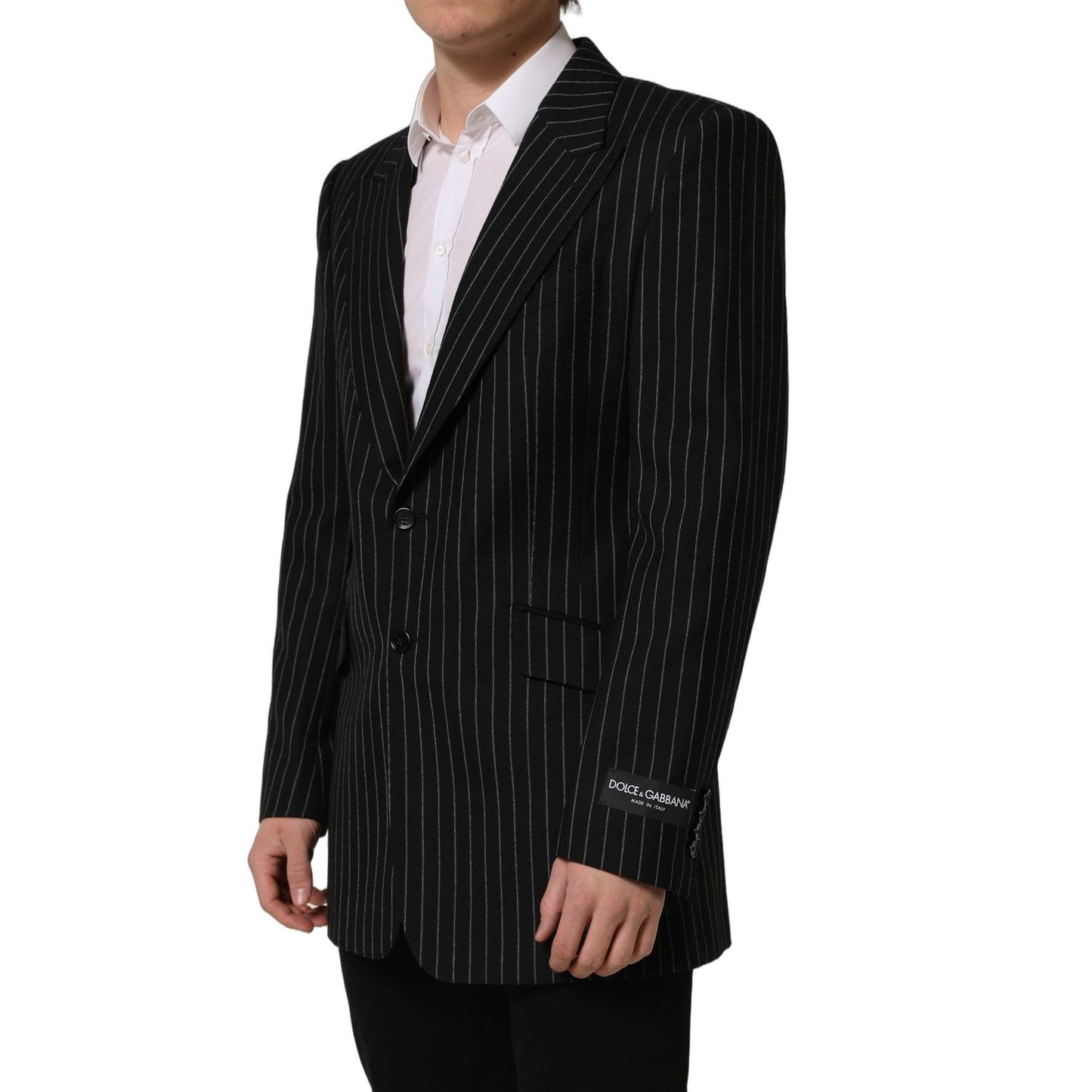 Dolce & Gabbana Black Stripes Wool Single Breasted Blazer