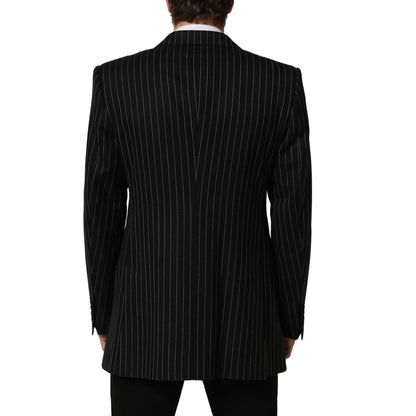 Dolce & Gabbana Black Stripes Wool Single Breasted Blazer