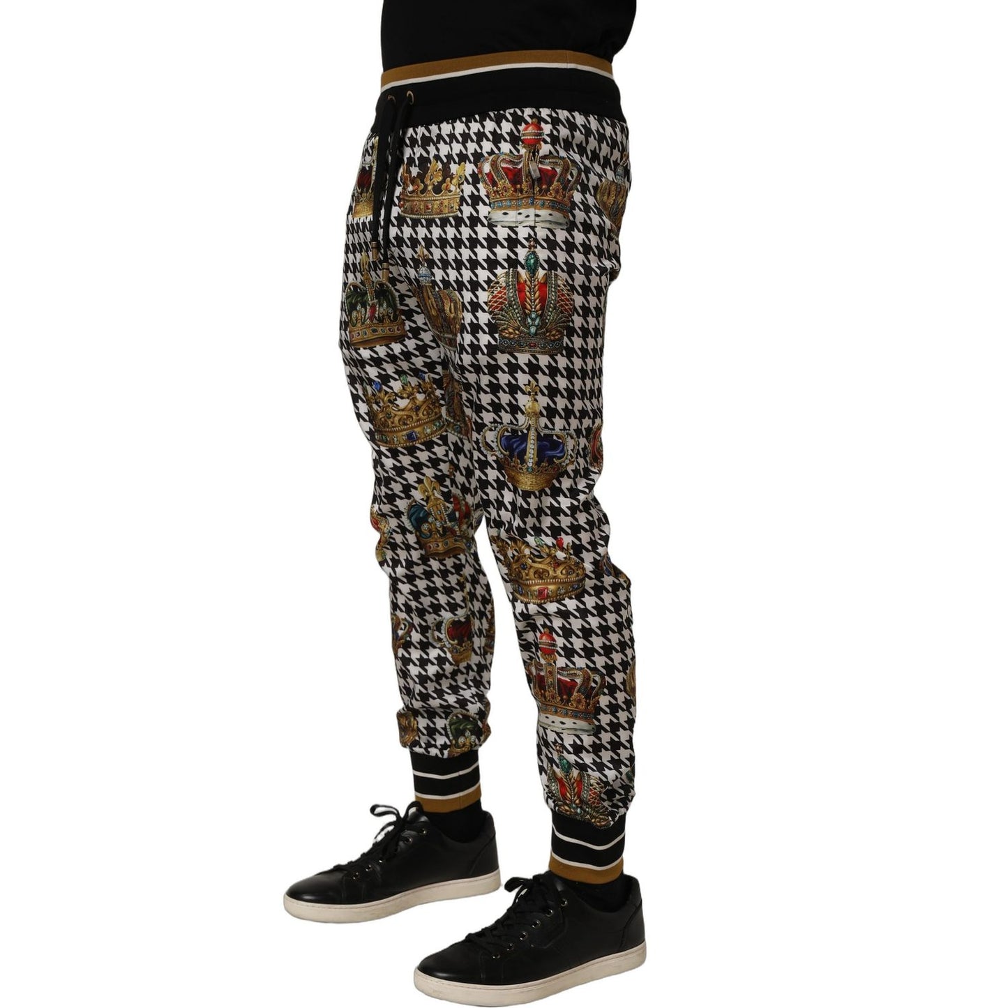 Dolce & Gabbana Multicolor Houndstooth Crown Men Sweatpants Pants