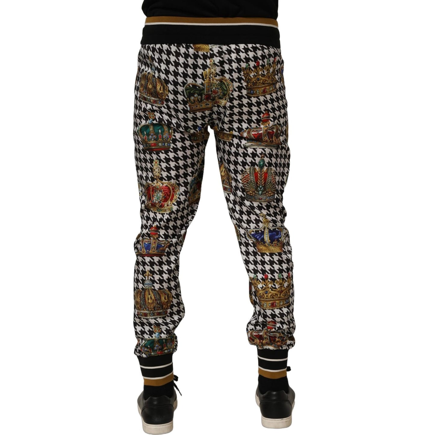 Dolce & Gabbana Multicolor Houndstooth Crown Men Sweatpants Pants