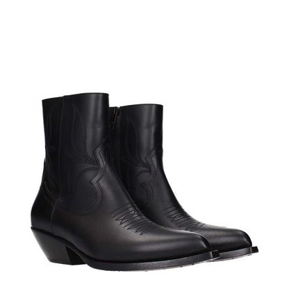 Celine Black Leather Ankle Boots