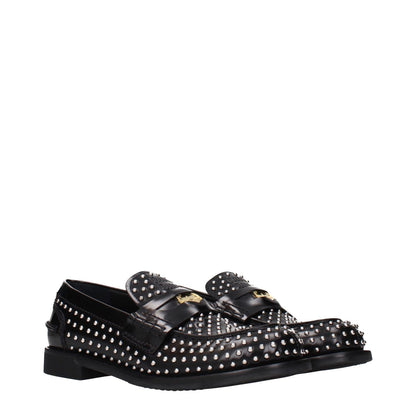 Miu Miu Black Leather Slip-On Loafers