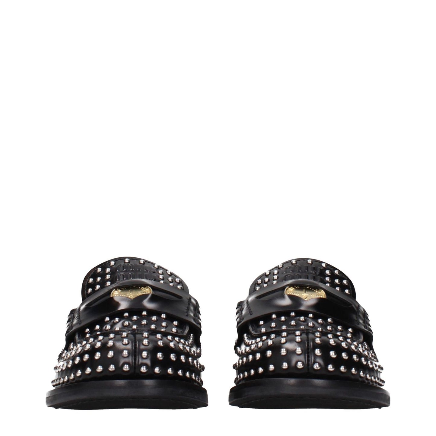 Miu Miu Black Leather Slip-On Loafers
