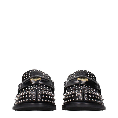 Miu Miu Black Leather Slip-On Loafers