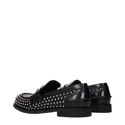 Miu Miu Black Leather Slip-On Loafers