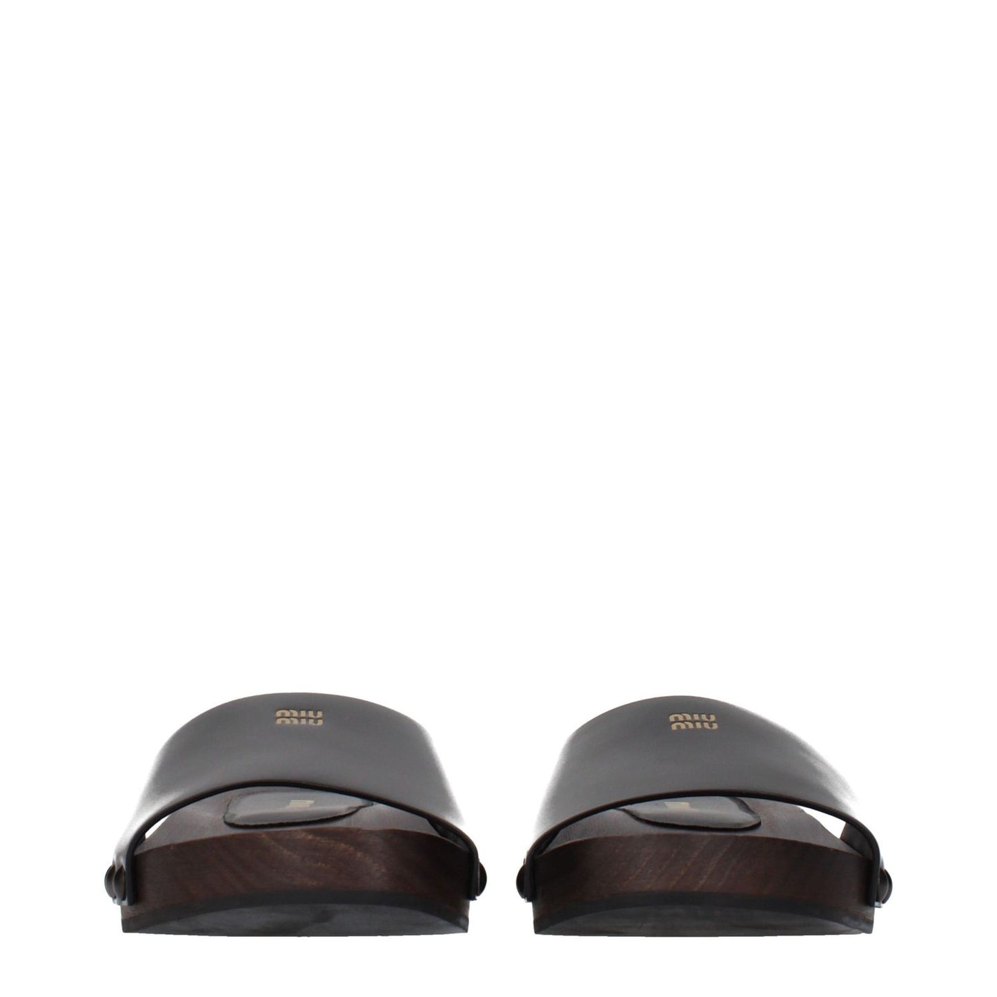 Miu Miu Black Leather Slippers