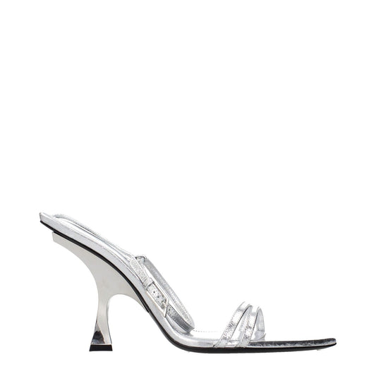 The Attico Gray Leather Stiletto Heel Sandals