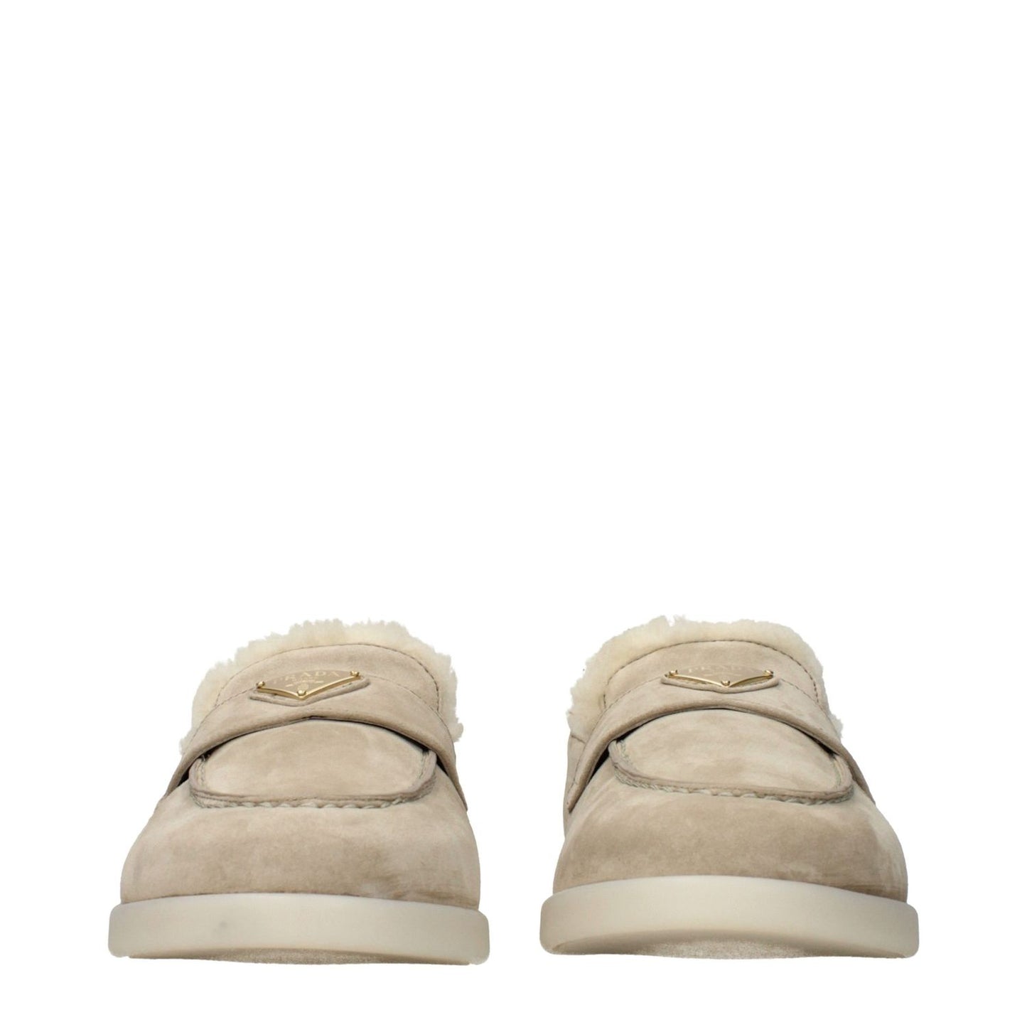 Prada Beige Leather Slip-On Loafers