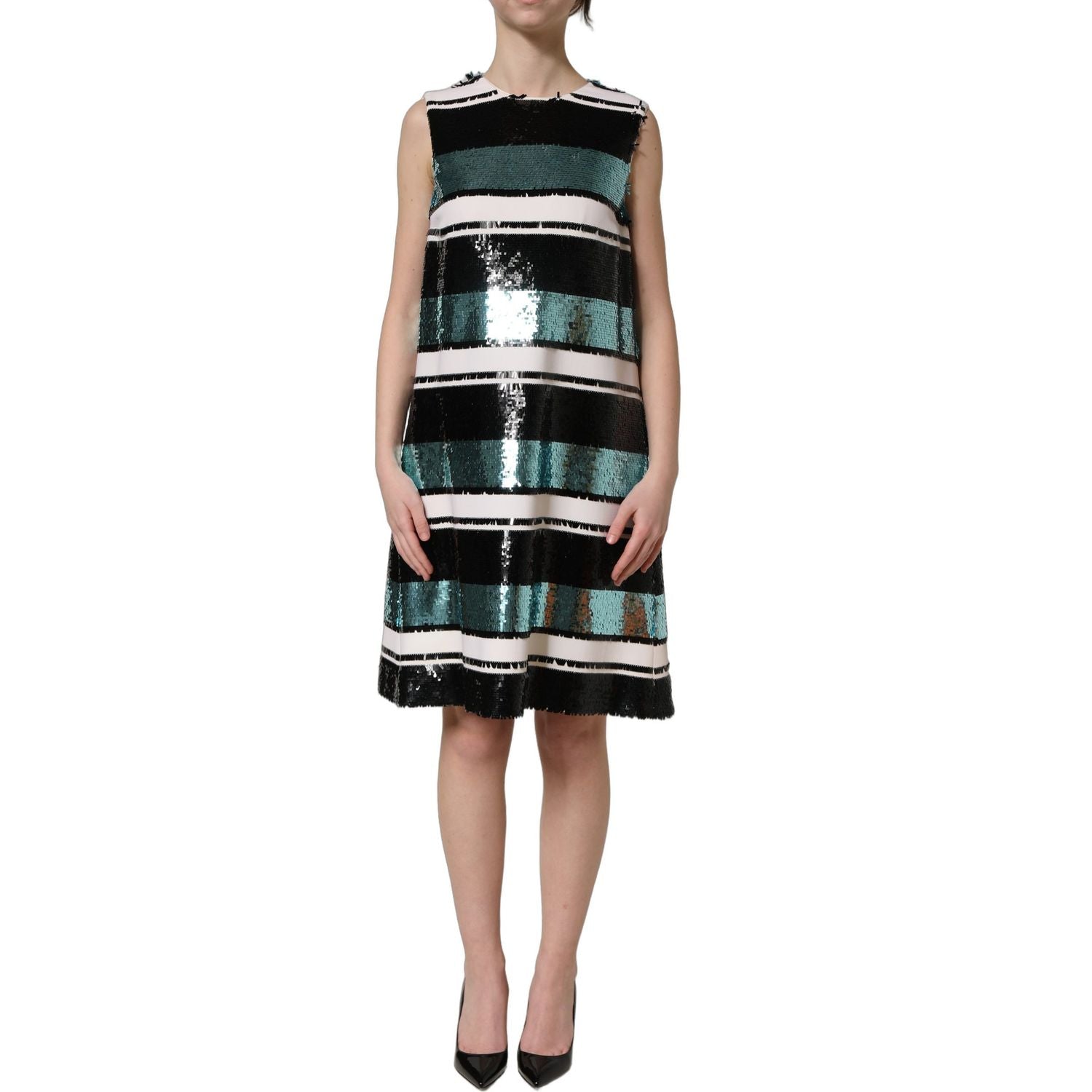 Dolce & Gabbana Multicolor Sequined Sleeveless Shift Dress