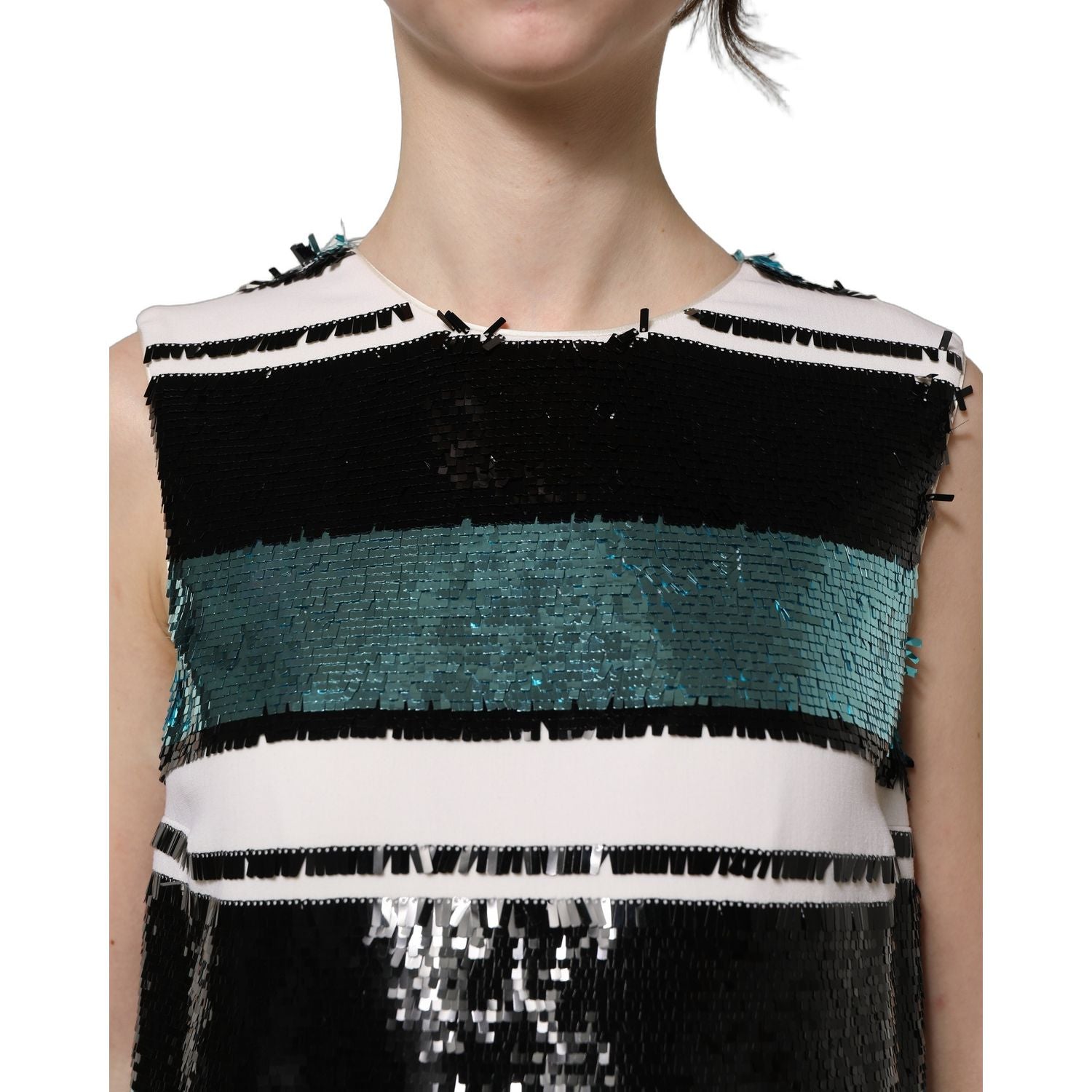 Dolce & Gabbana Multicolor Sequined Sleeveless Shift Dress