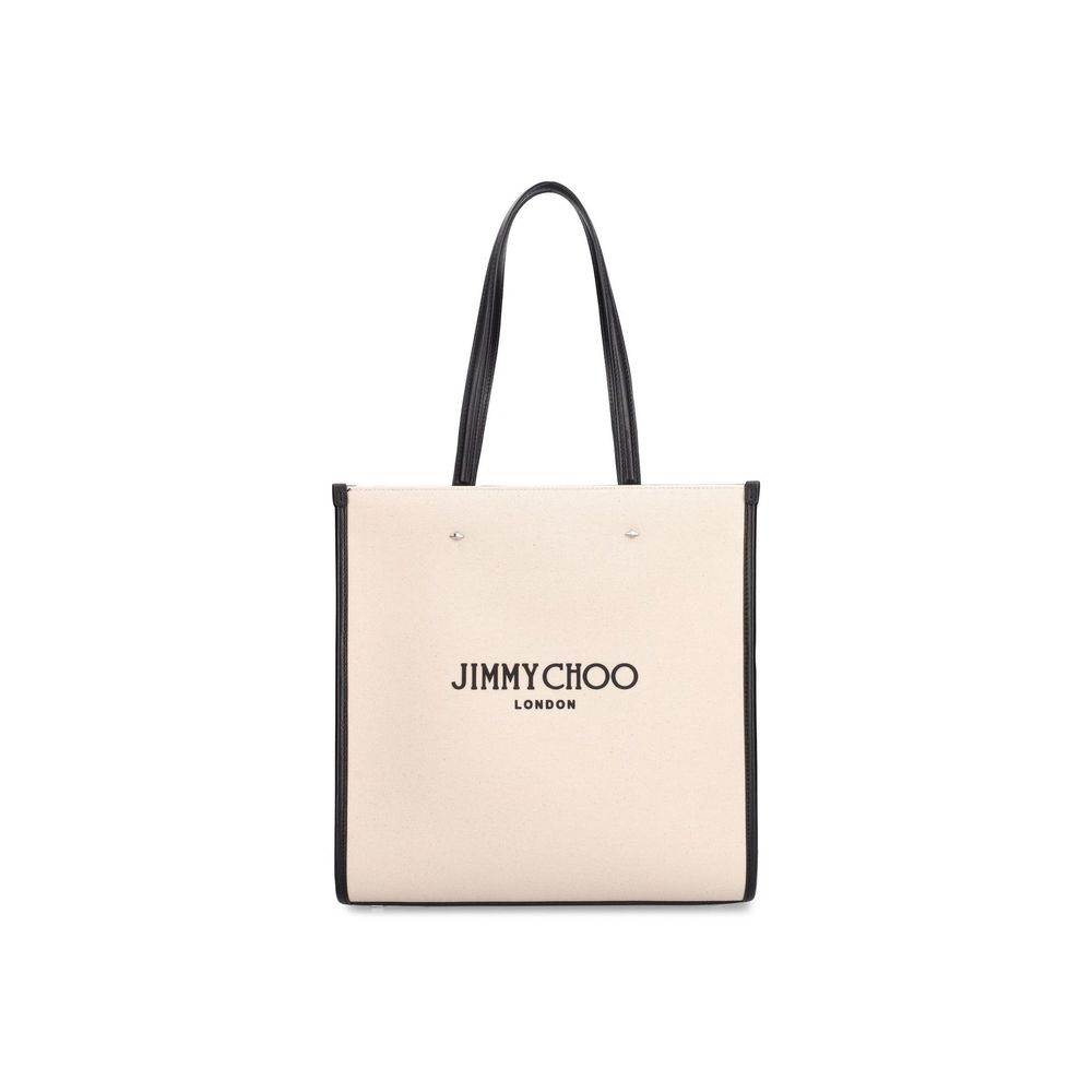 Jimmy Choo Beige Canvas Tote Bag