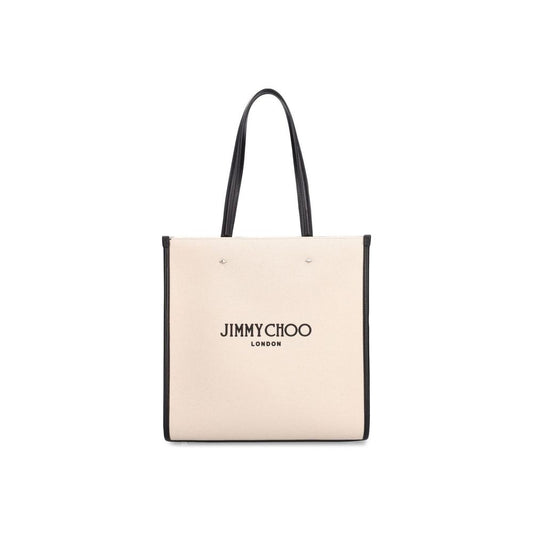 Jimmy Choo Beige Canvas Tote Bag