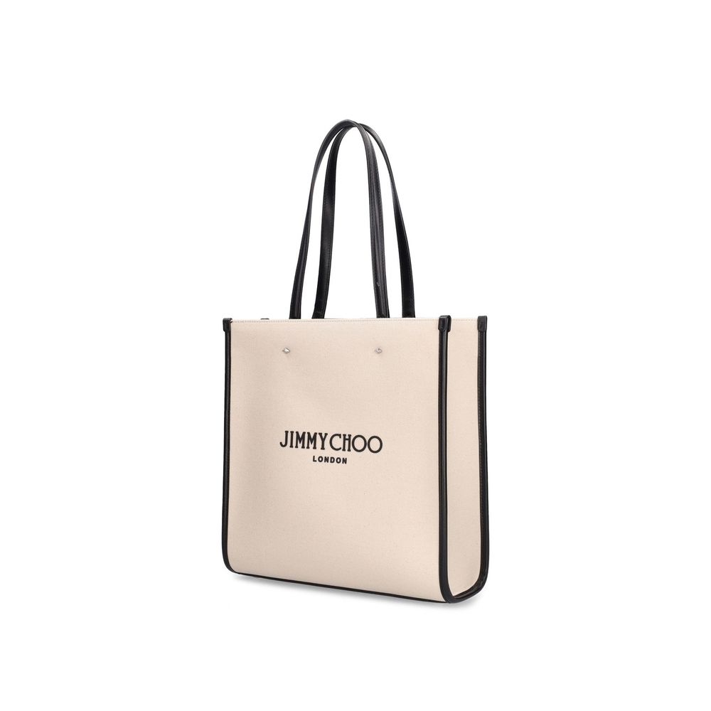 Jimmy Choo Beige Canvas Tote Bag
