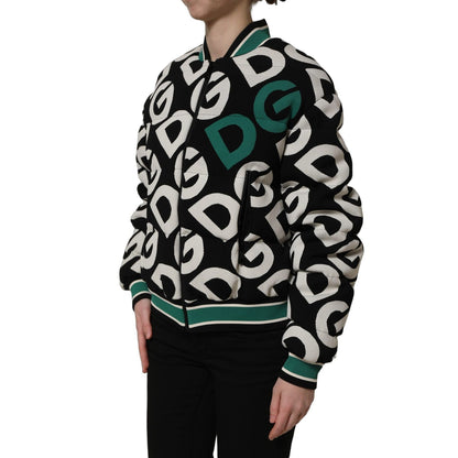 Dolce & Gabbana Multicolor Logo Full Zip Bomber Jacket