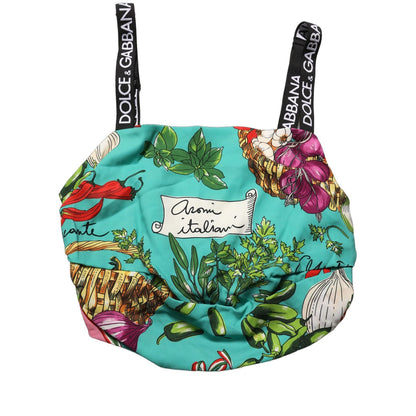 Dolce & Gabbana Multicolor Silk Vegetable Print Cropped Top
