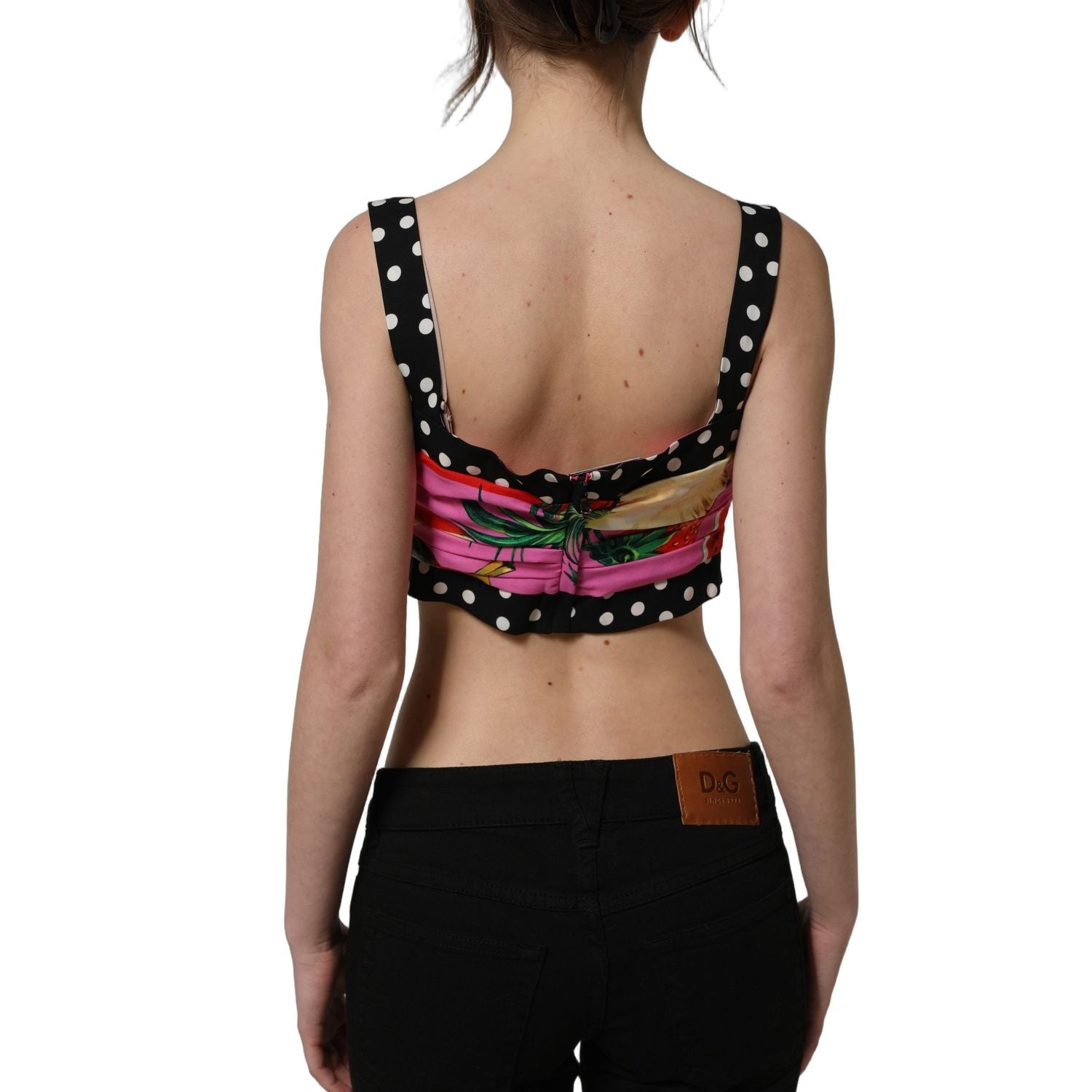 Dolce & Gabbana Multicolor Silk Cropped Bustier Corset Top