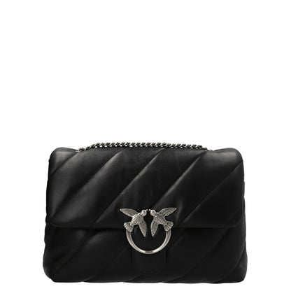 PINKO Black Lamb Leather Crossbody Bag