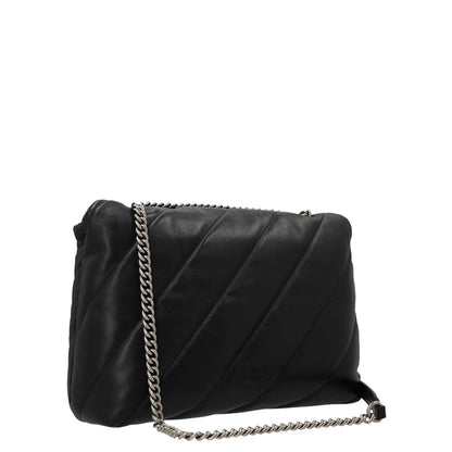 PINKO Black Lamb Leather Crossbody Bag