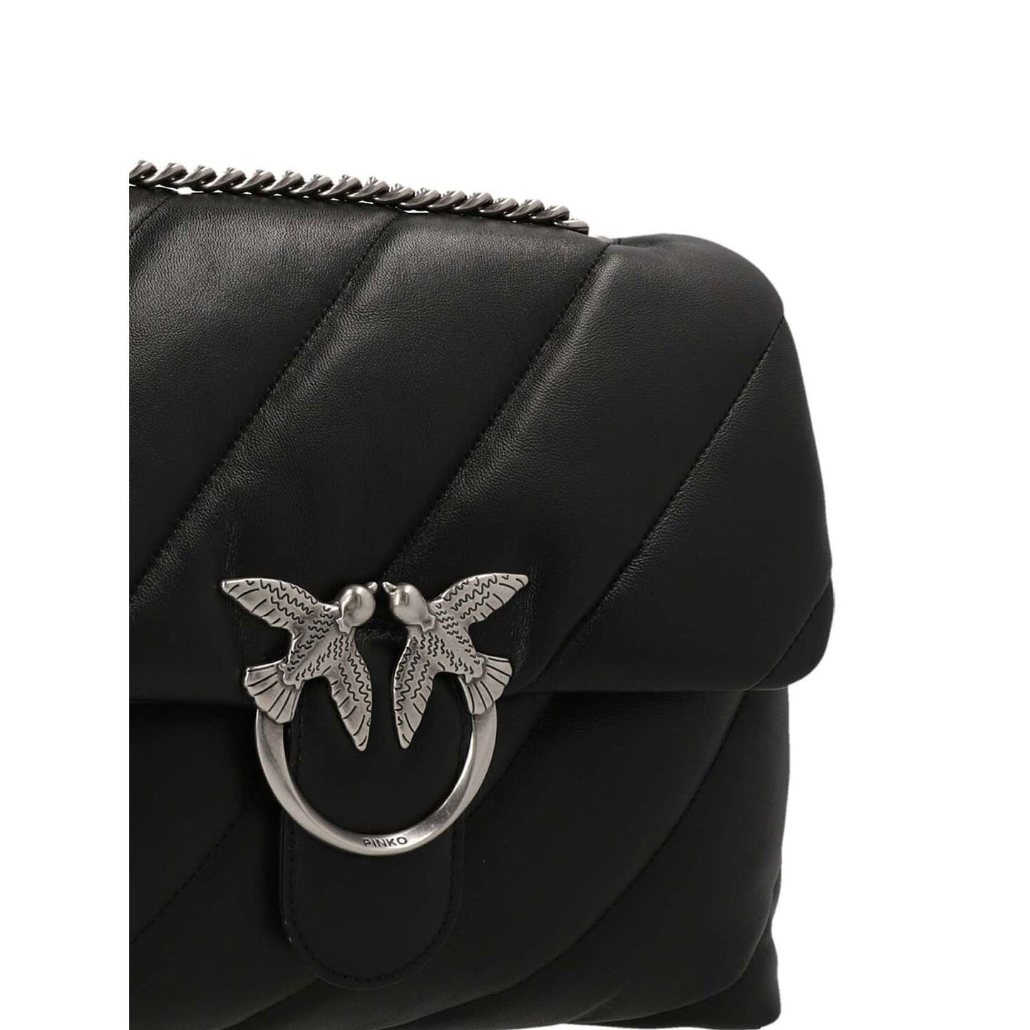 PINKO Black Lamb Leather Crossbody Bag