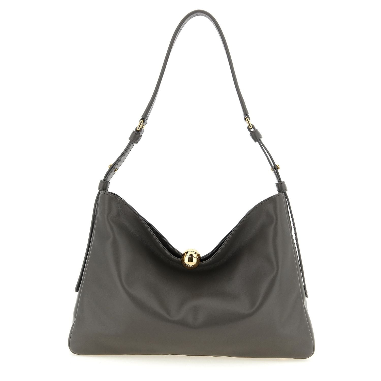 Furla Gray Calfskin Shoulder Bag
