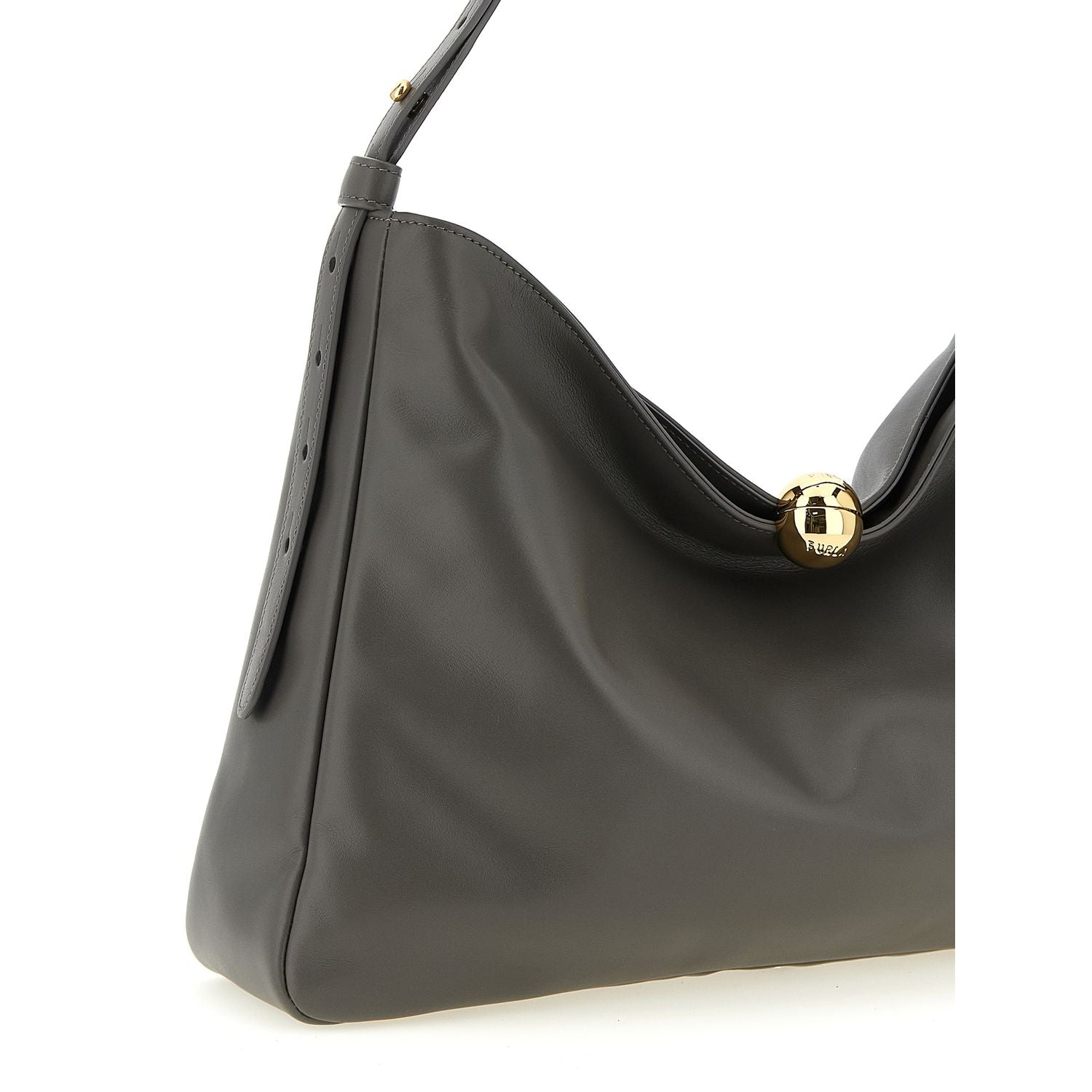 Furla Gray Calfskin Shoulder Bag